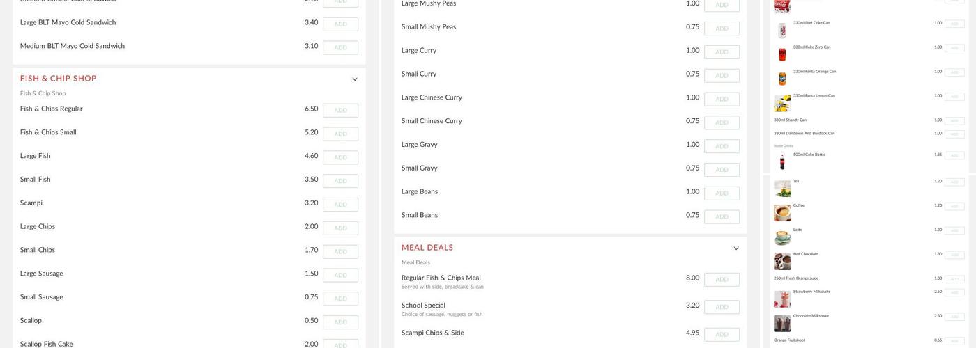 Racca Green Fisheries/Cafe Menu