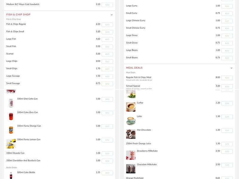 Racca Green Fisheries/Cafe Menu