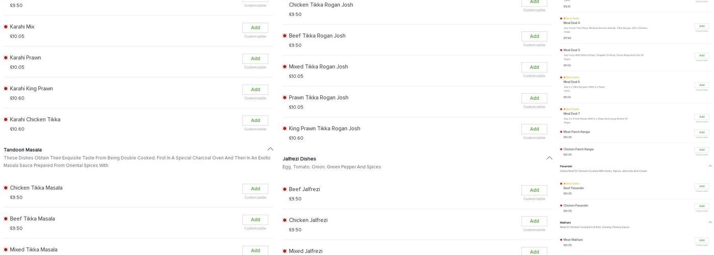 Sultan Balti & Pizza Heaven Menu