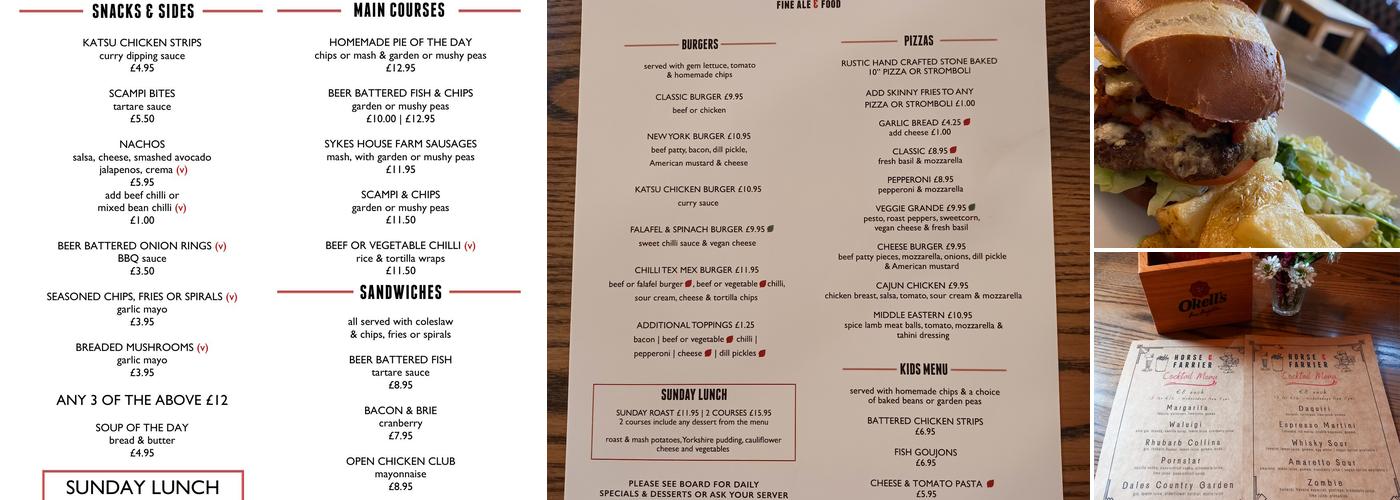 The Horse & Farrier Menu
