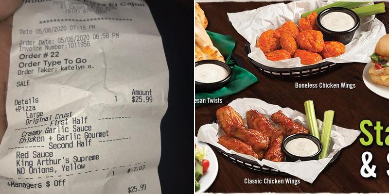 Round Table Pizza Menu