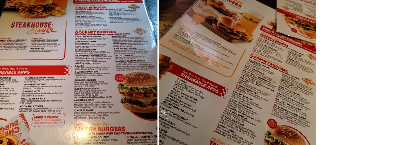 Red Robin Gourmet Burgers and Brews Menu