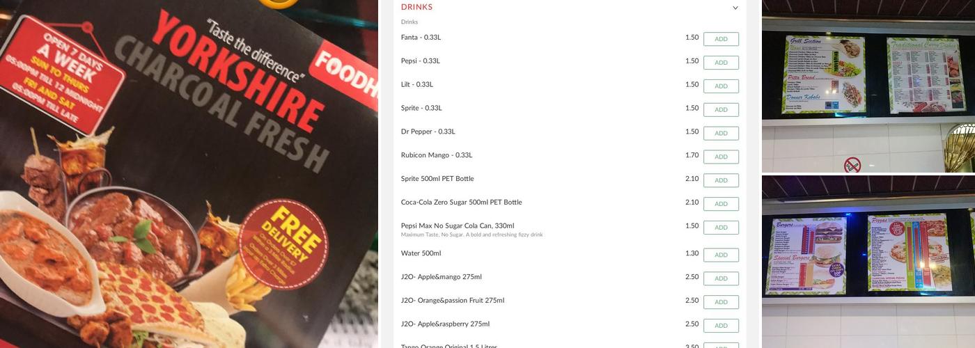 Yorkshire Charcoal Fresh Menu