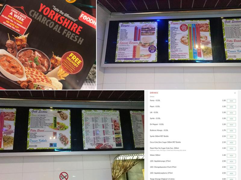 Yorkshire Charcoal Fresh Menu