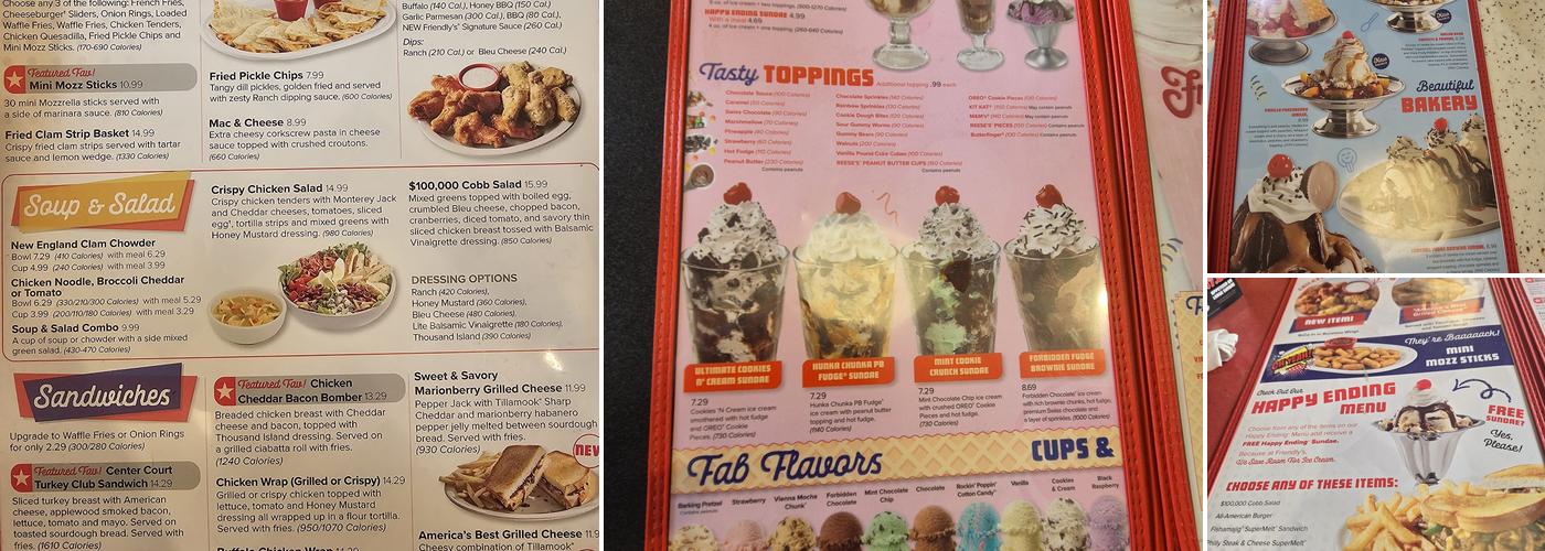 Friendly's Menu