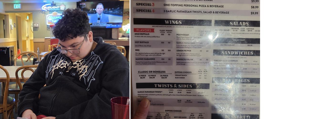 Round Table Pizza Menu