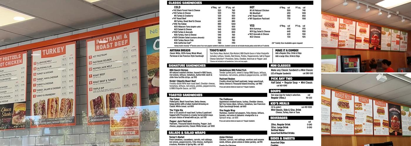 TOGO'S Sandwiches Menu