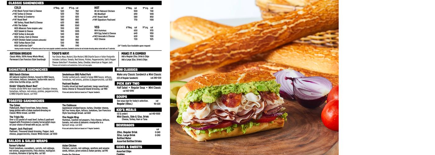 TOGO'S Sandwiches Menu