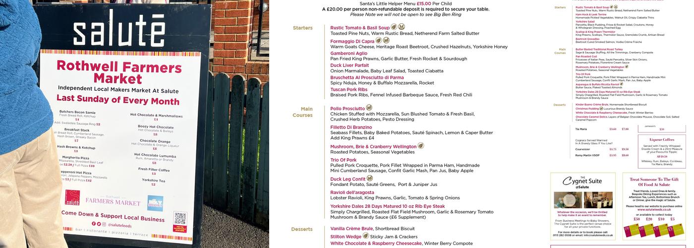 Salute At The White Swan Menu