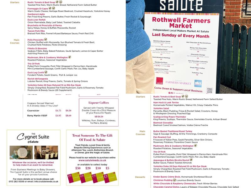 Salute At The White Swan Menu