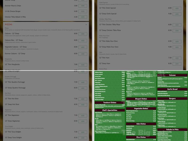 Maxs Balti House And Pizza Bar Menu