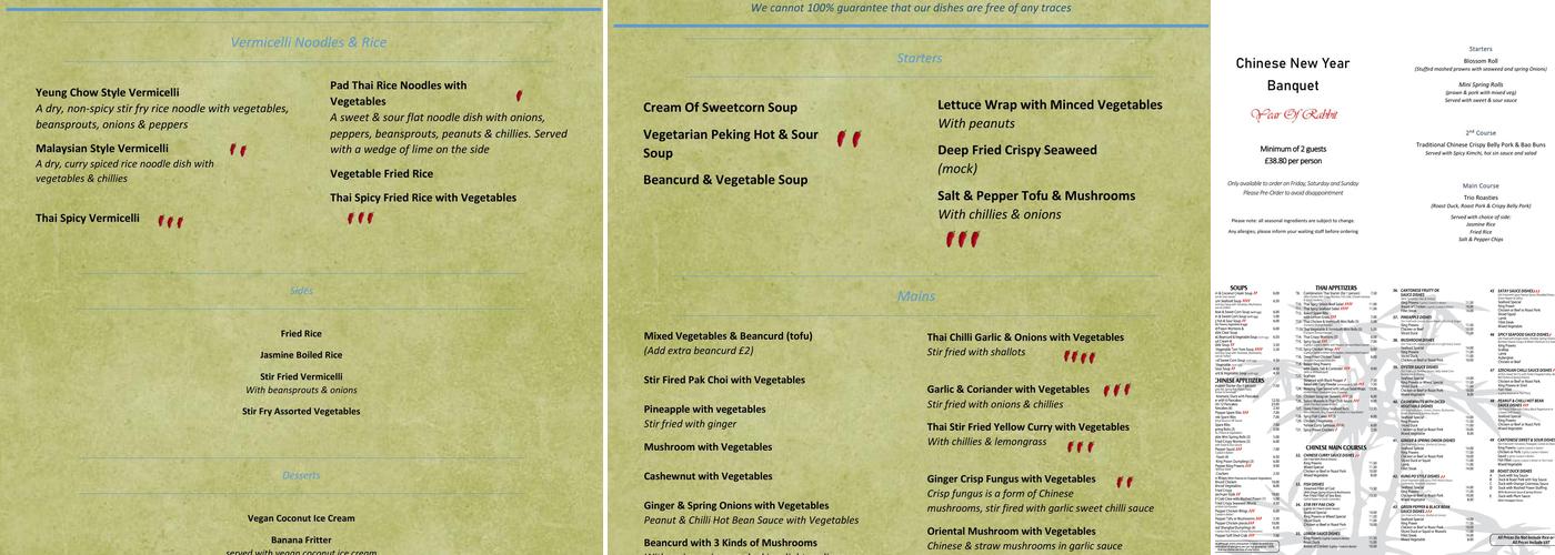 Sweet Basil Valley Menu
