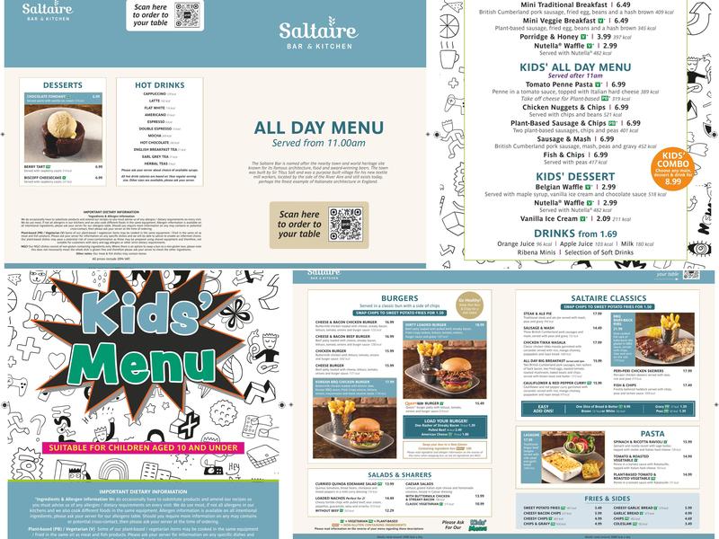 The Saltaire Menu