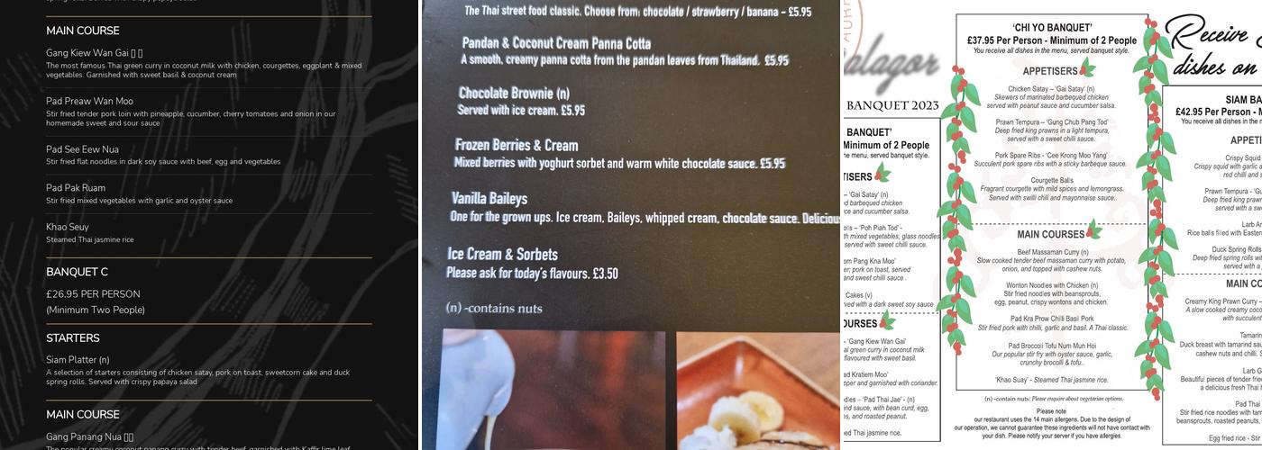 Malagor Fine Thai Cuisine Menu