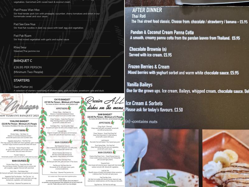 Malagor Fine Thai Cuisine Menu