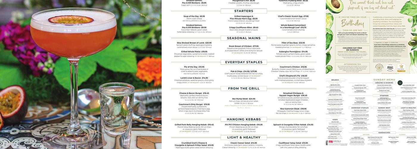 The Old Bridge Inn Menu