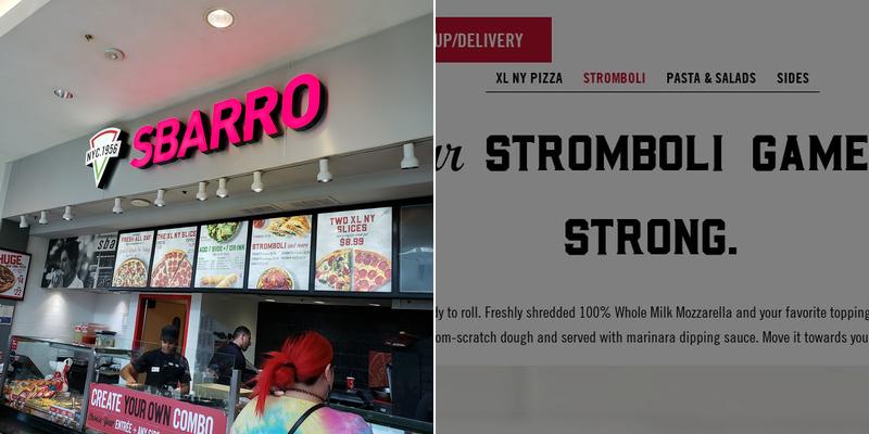 Sbarro Menu