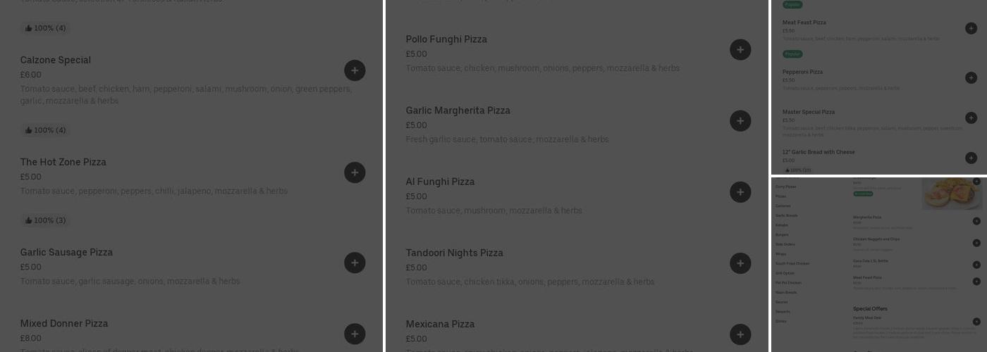 Master Pizza Holmfirth Menu