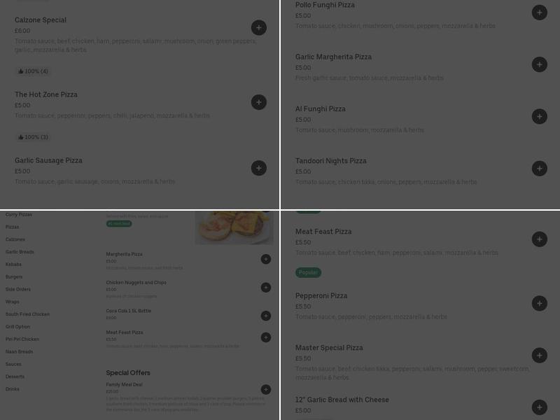 Master Pizza Holmfirth Menu