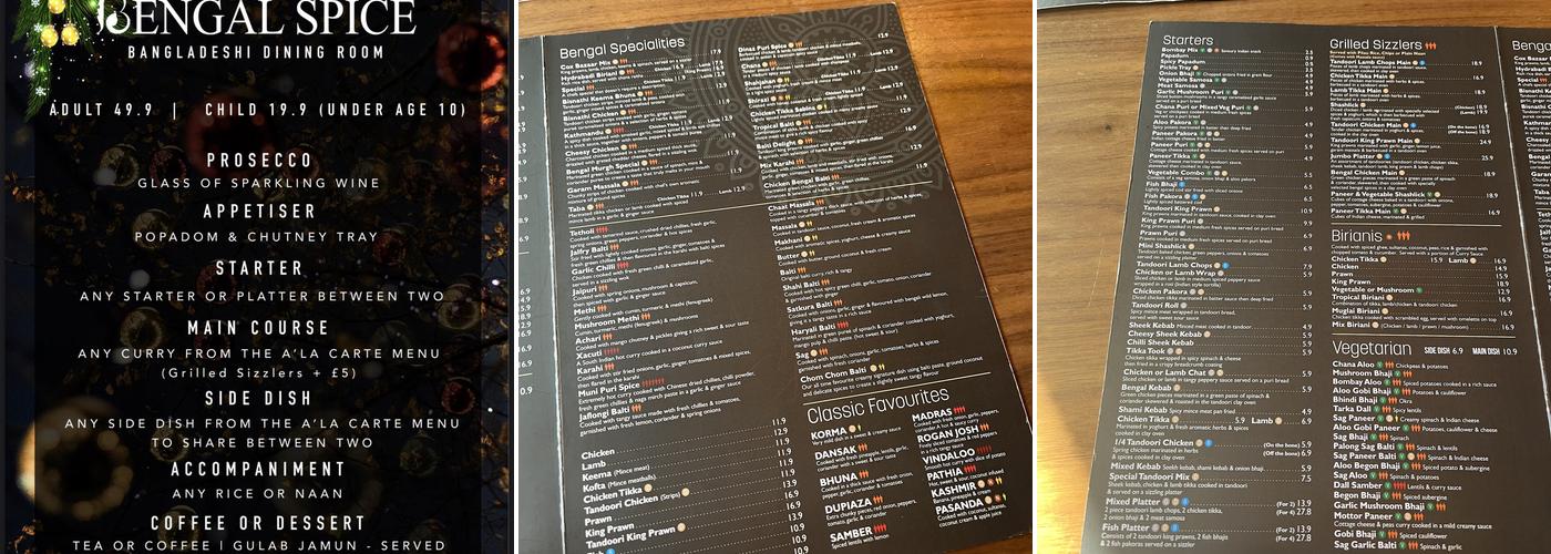 Bengal Spice Menu