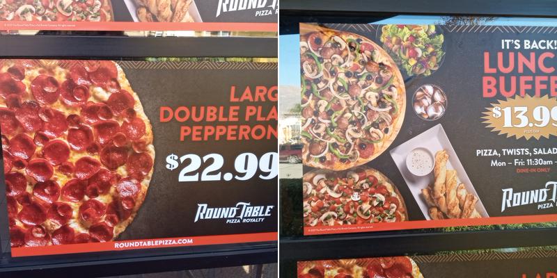 Round Table Pizza Menu
