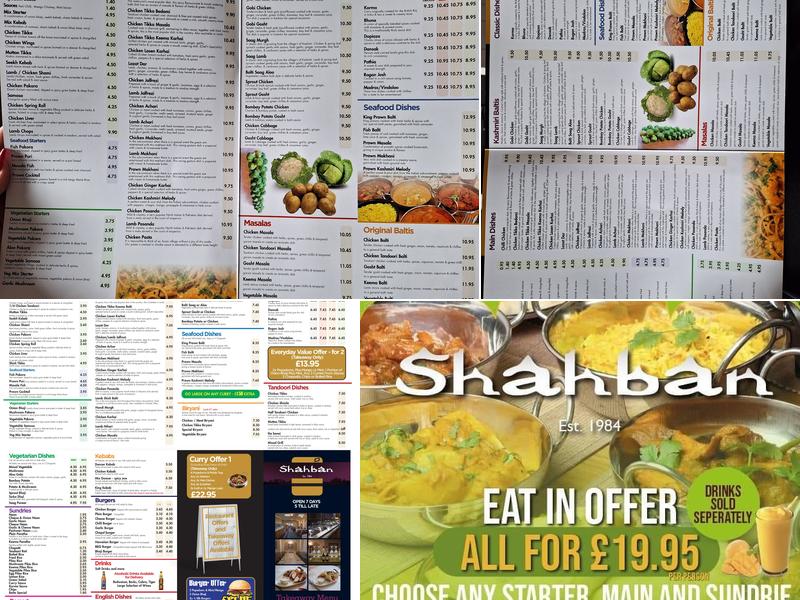 Shahban Restaurant Pontefract Menu