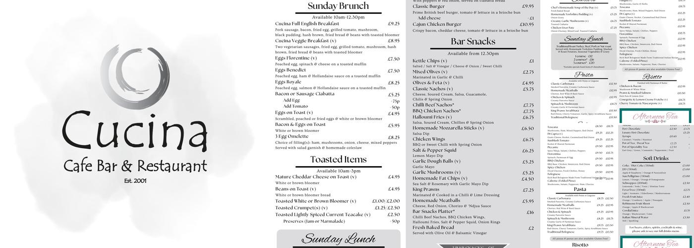 Cucina Menu
