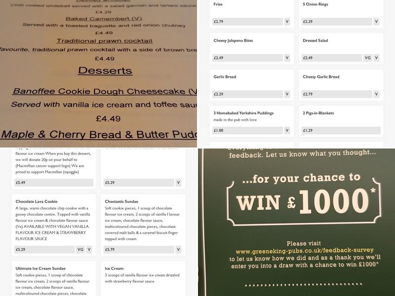 Gildersome Arms, Greene King Pub & Carvery Menu