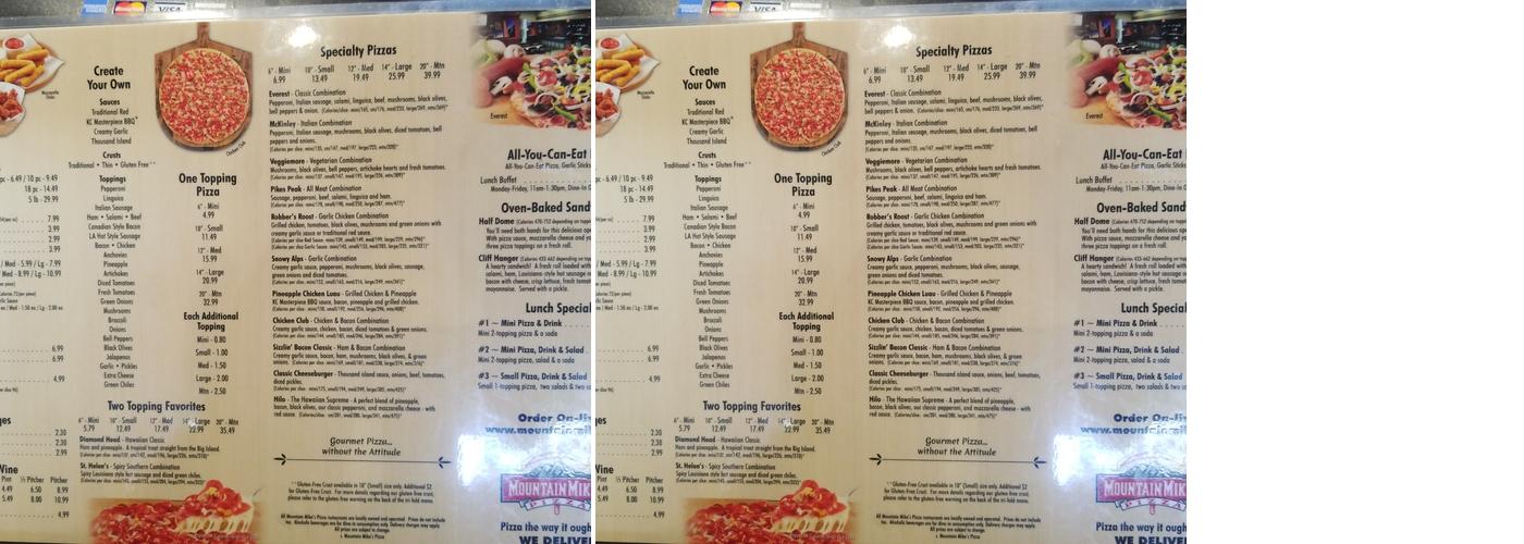Mountain Mike's Pizza Menu