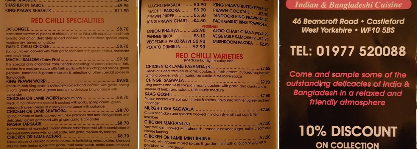 Red Chilli Menu