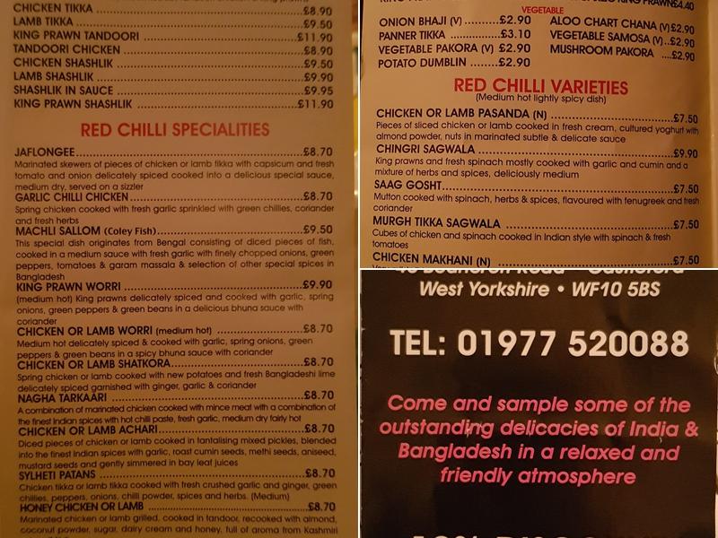 Red Chilli Menu