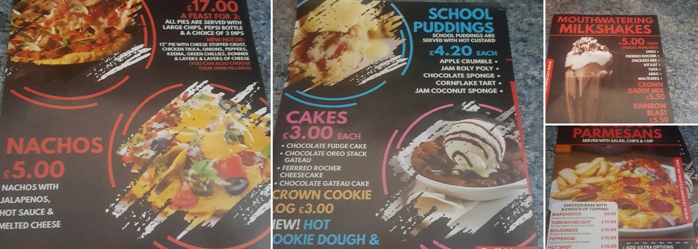 Crown pizza Menu