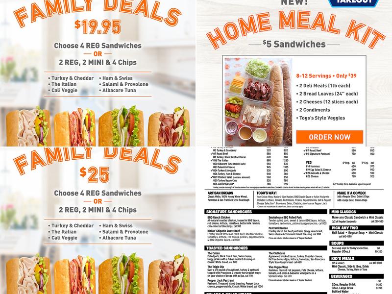 TOGO'S Sandwiches Menu