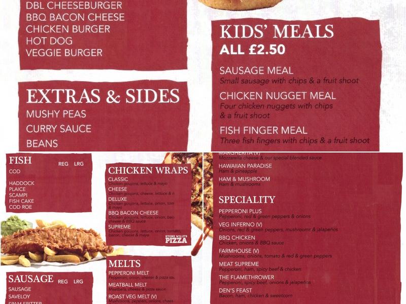 Den's Fish Bar Menu
