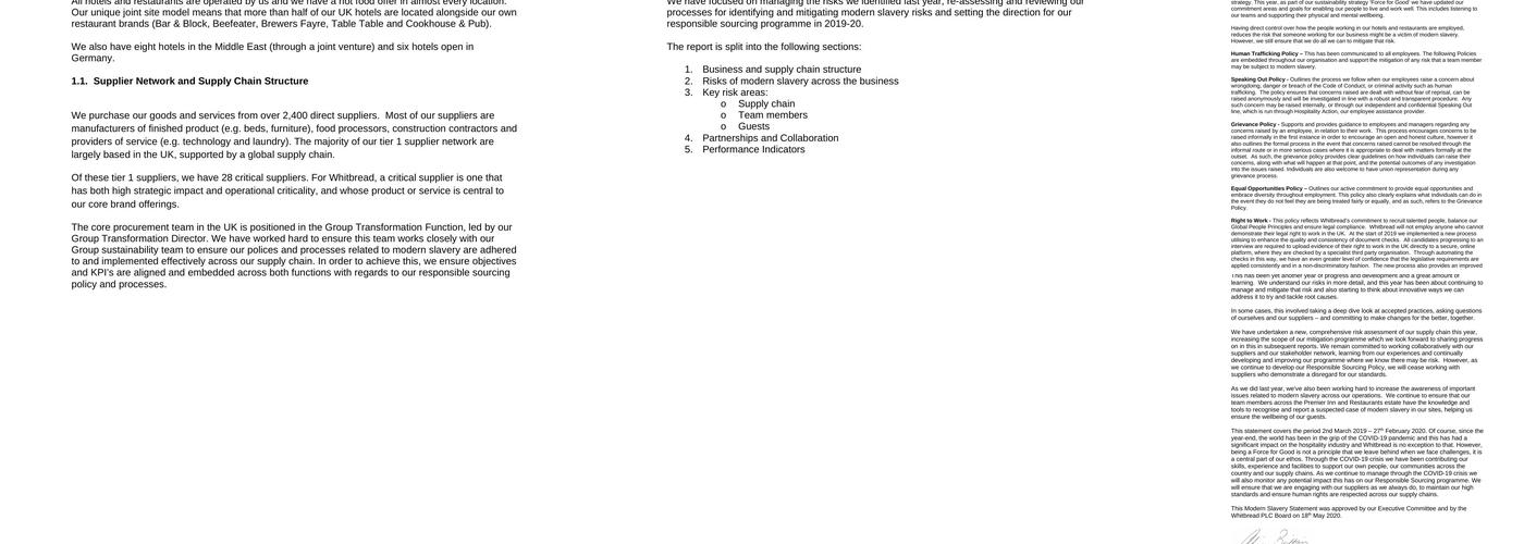 Premier Inn East Grinstead hotel Menu
