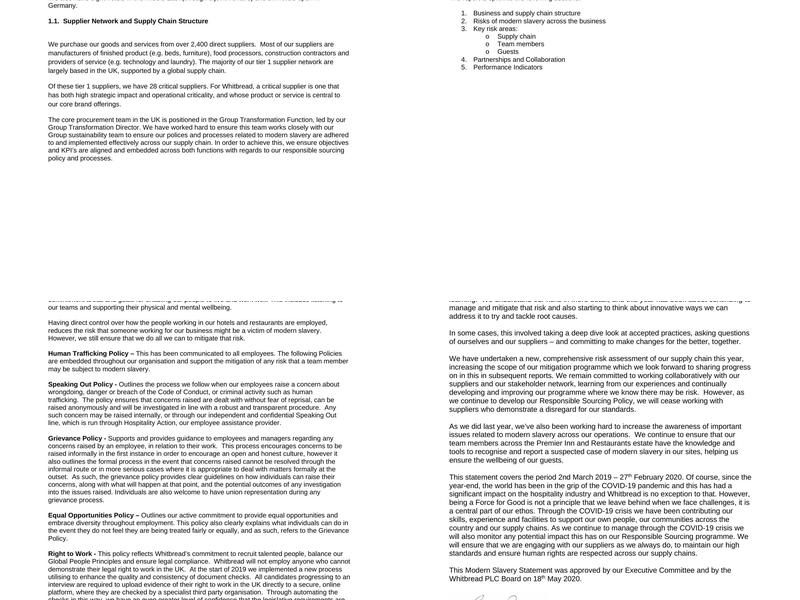 Premier Inn East Grinstead hotel Menu