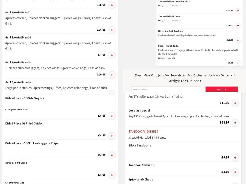 Chutney Grill & Indian Takeaway Menu