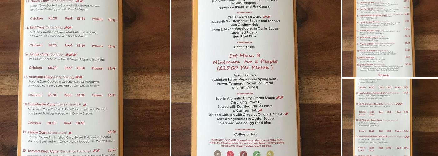 Thai Siam Restaurant Menu