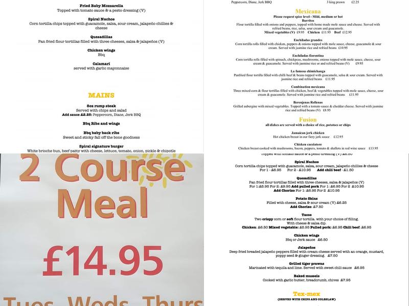 Spiral Restaurant Menu