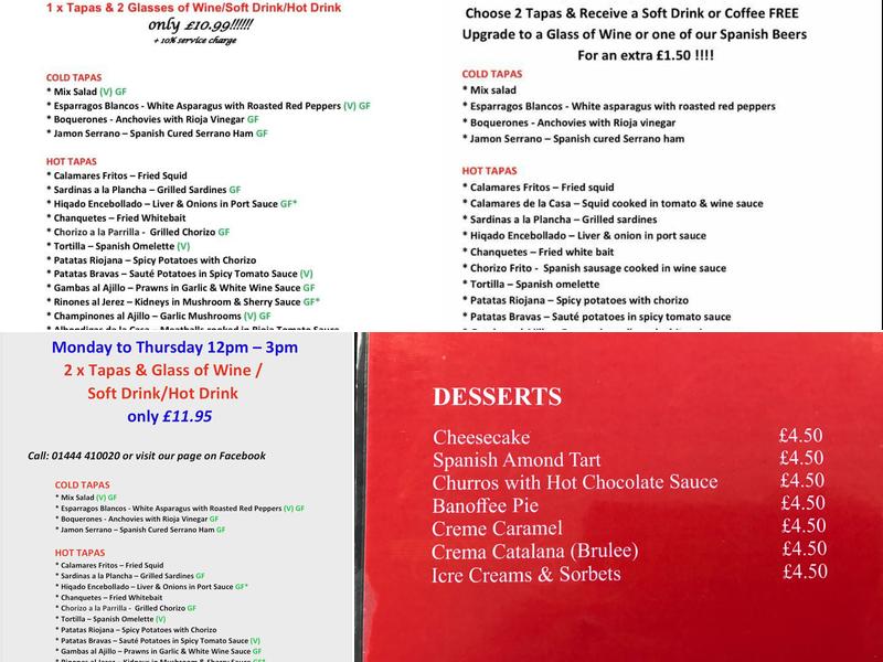 La Campana (Spanish Tapas Bar) Menu