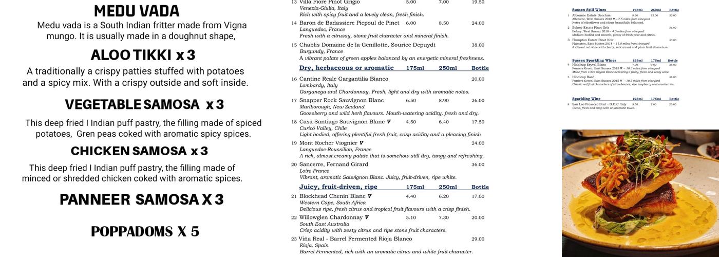 Rose & Crown Cuckfield Menu