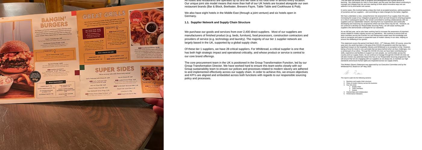 Premier Inn Birmingham Oldbury (M5, Jct2) hotel Menu