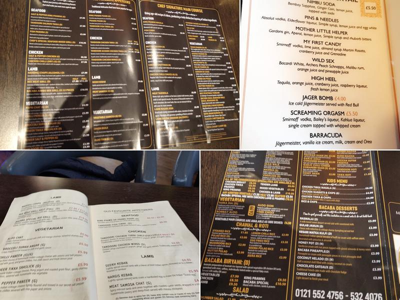 Bacaba Indian Restaurant Menu