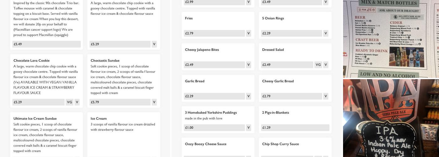 The Nickelodeon, Greene King Pub & Carvery Menu