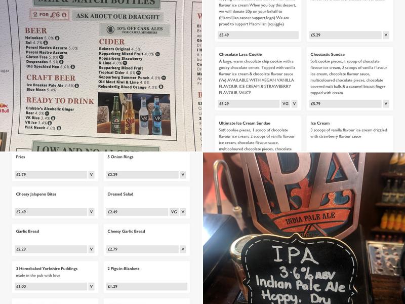 The Nickelodeon, Greene King Pub & Carvery Menu