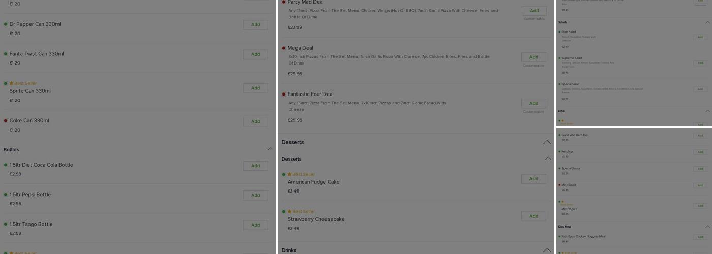 Waterfront Pizza Menu