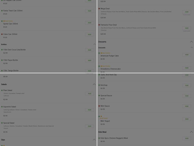 Waterfront Pizza Menu