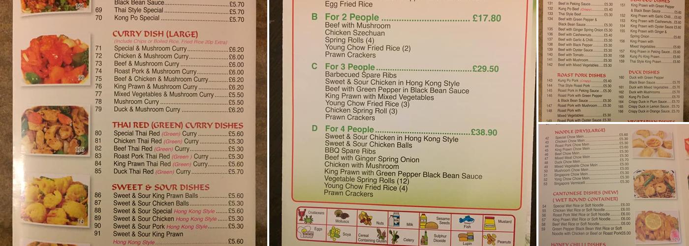 Palace Chef Menu