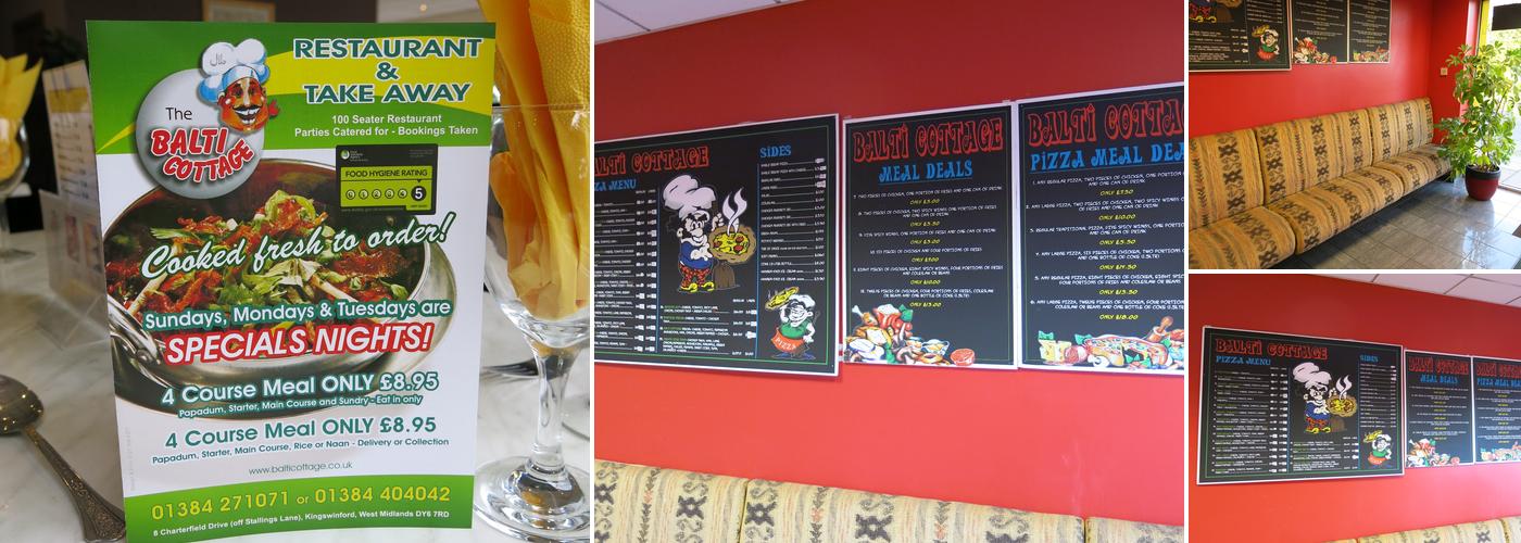 Balti Cottage Menu