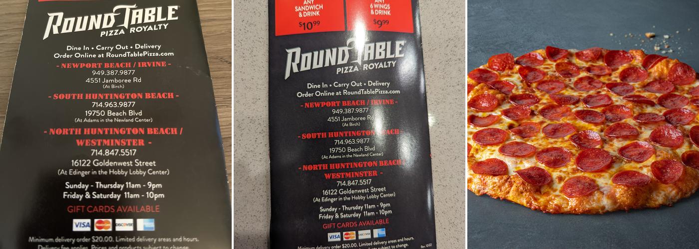 Round Table Pizza Menu